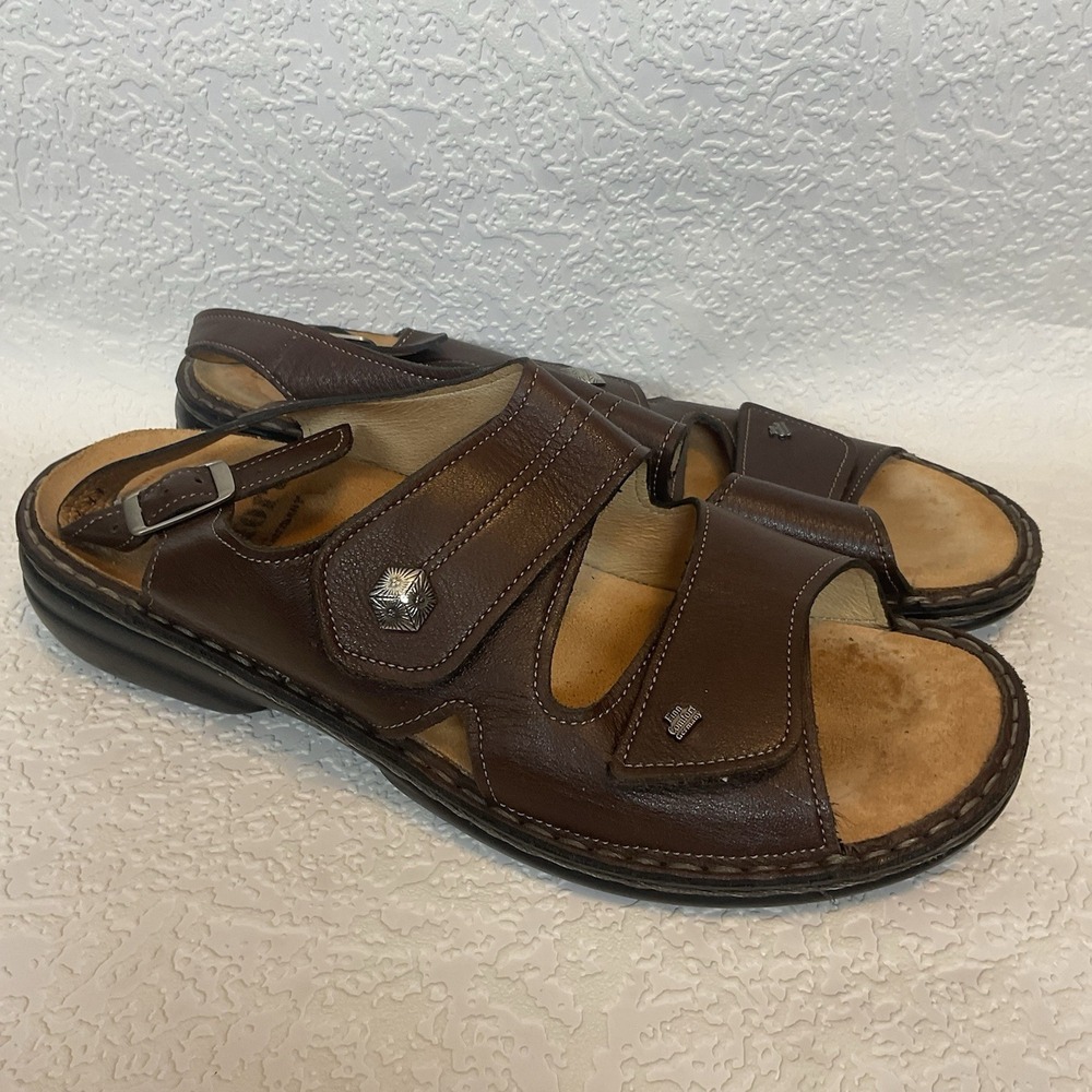 Finn Comfort Women's Brown Leather Casual Sandals Size 43/11.5-12 Strappy Buckle